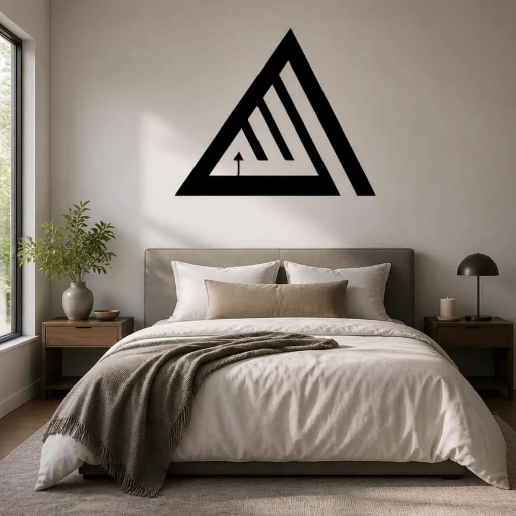 Allah Name Triangle - Kufic Calligraphy - Metal Wall Art .