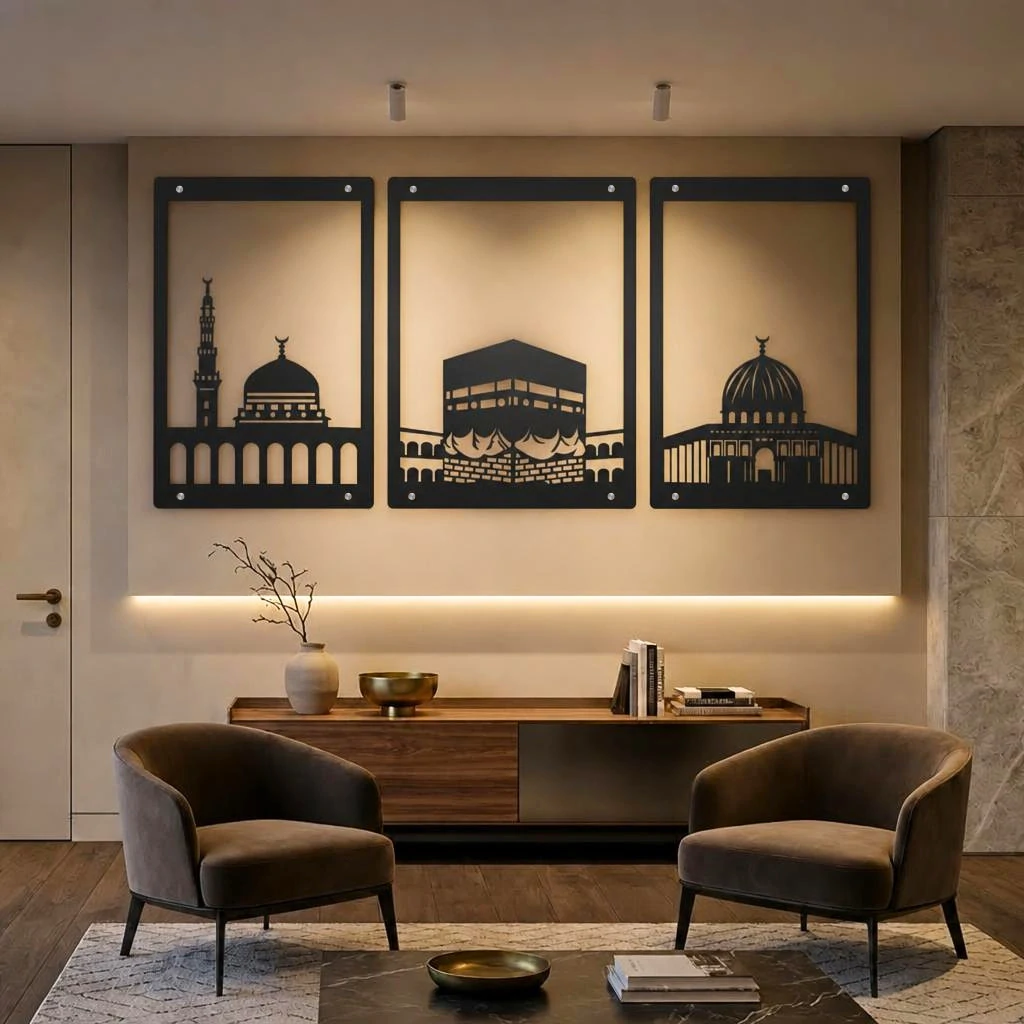 Masjid Al Haram, Al Nabawi, Al Aqsa - Metal Wall Art - PAKDM.