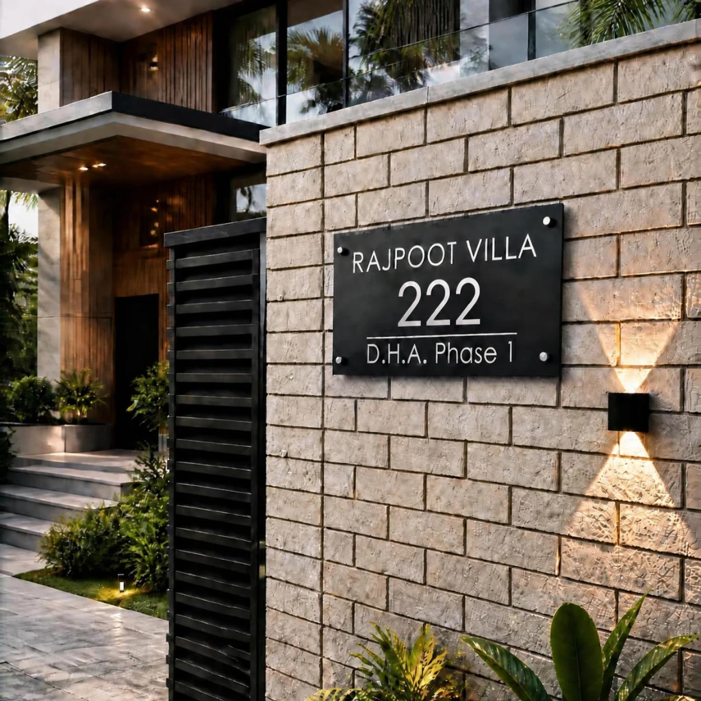 Rectangular - Horizontal - 18" x 12" - Silver - House Nameplate PAKDM Rectangular - Horizontal - 18" x 12" - Silver - House Nameplate PAKDM