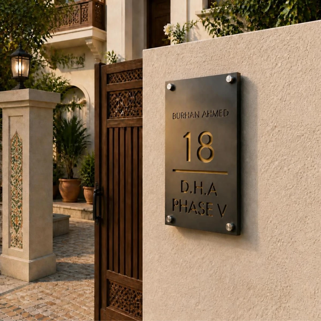Portrait - Vertical - 12 x 18 - Gold - House Nameplate PAKDM