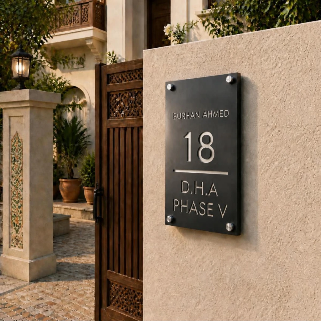 Portrait - Vertical - 12 x 18 - Silver - House Nameplate PAKDM