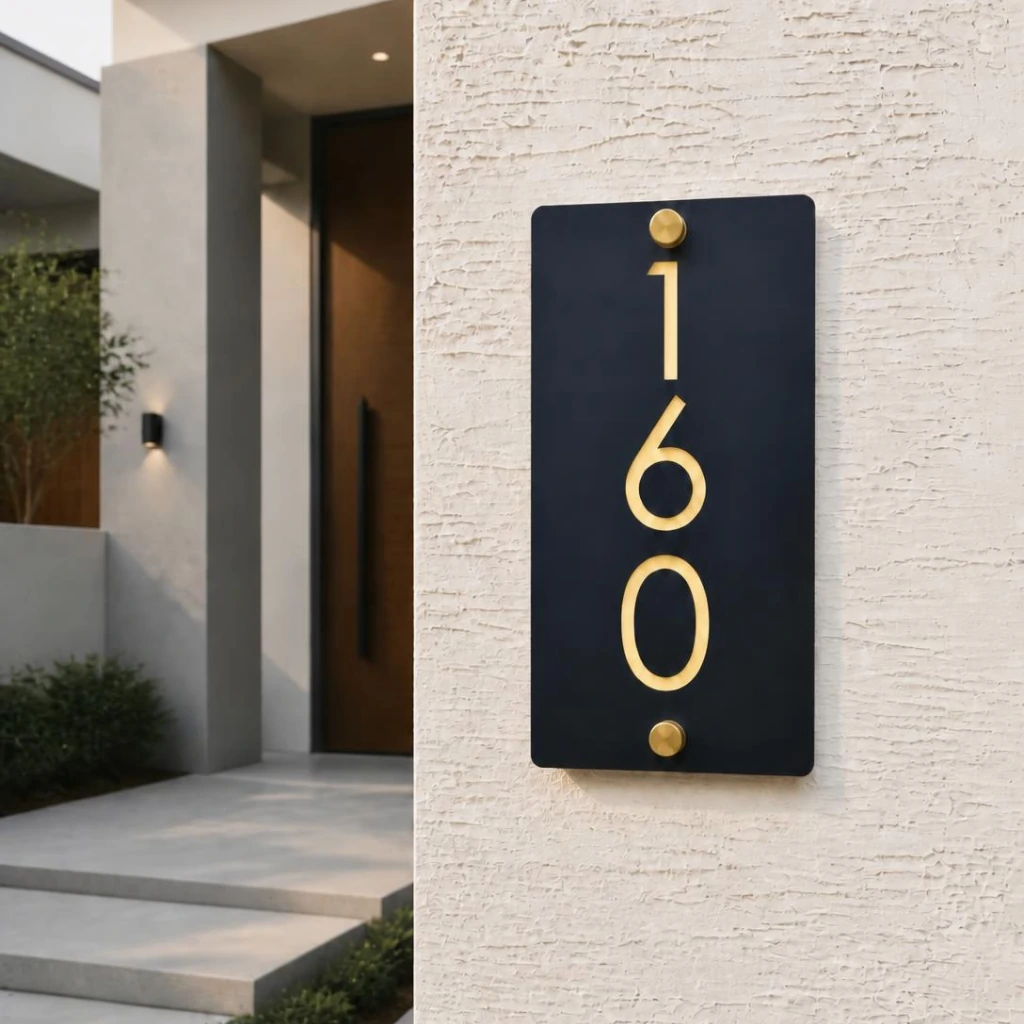Portrait - Vertical - 6 x 12 - Gold - House Number Plate PAKDM