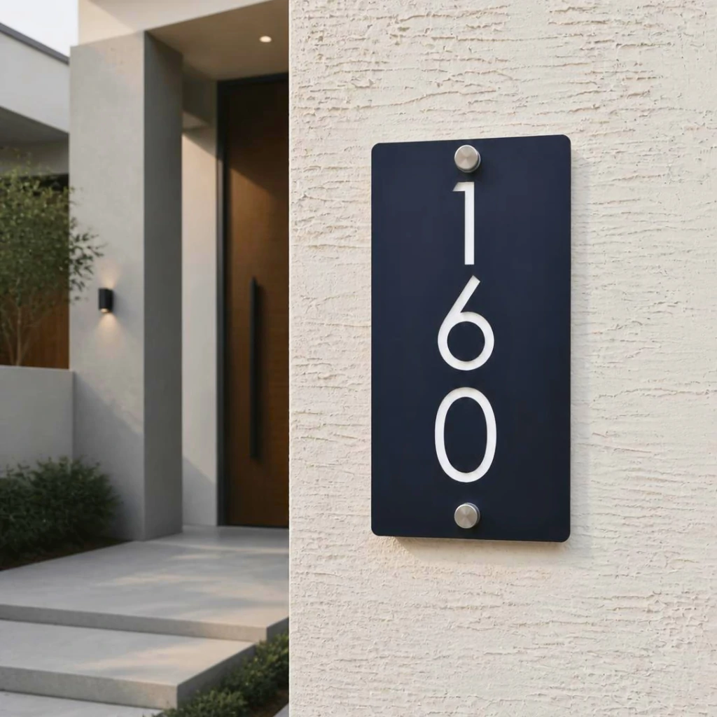 Portrait - Vertical - 6 x 12 - Silver - House Number Plate PAKDM