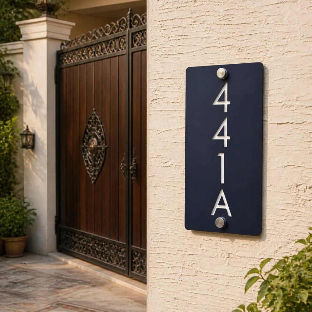 Portrait - Vertical - 8 x 14 - Silver - House Number Plate PAKDM
