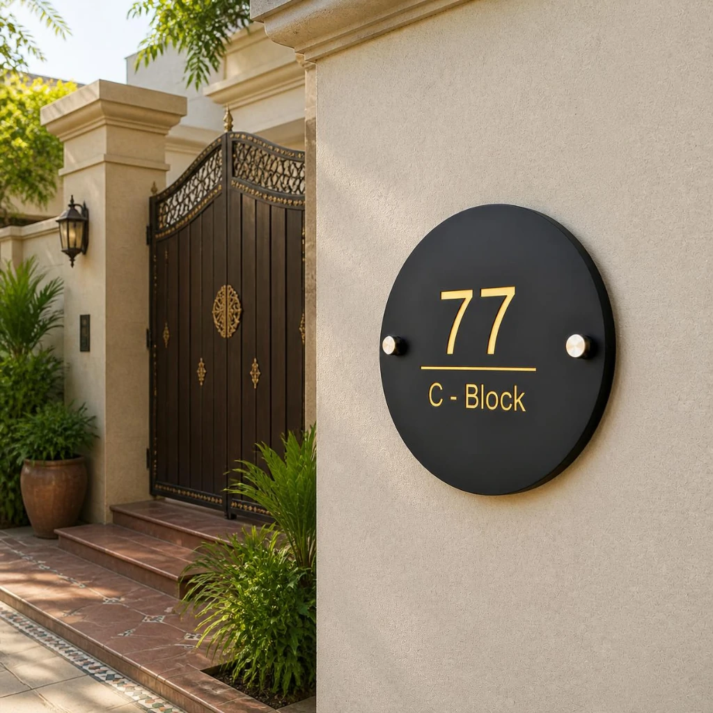 Round - 12 x 12 - Gold - House Nameplate PAKDM Round - 12 x 12 - Gold - House Nameplate PAKDM