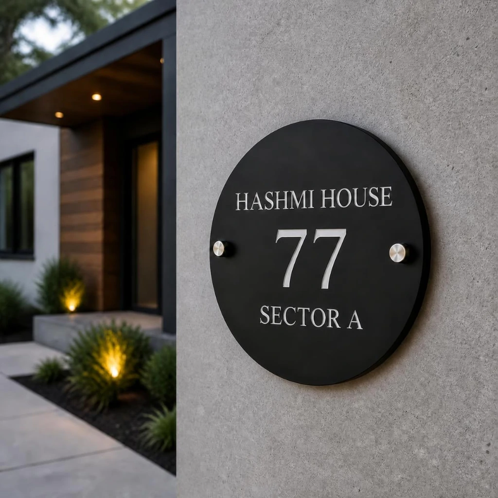 Round - 18 x 18 - Silver - House Nameplate PAKDM Round - 18 x 18 - Silver - House Name plate PAKDM