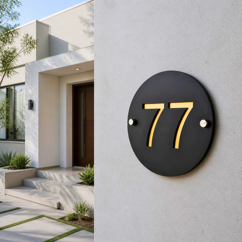 Round - 6 x 6 - Gold - House Name Plate PAKDM Round - 6 x 6 - Gold - House Name Plate PAKDM