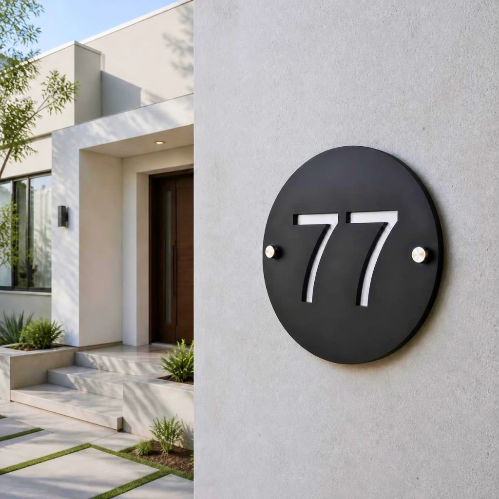Round - 6 x 6 - Silver - House Number Plate PAKDM Round - 6 x 6 - Silver - House Number Plate PAKDM