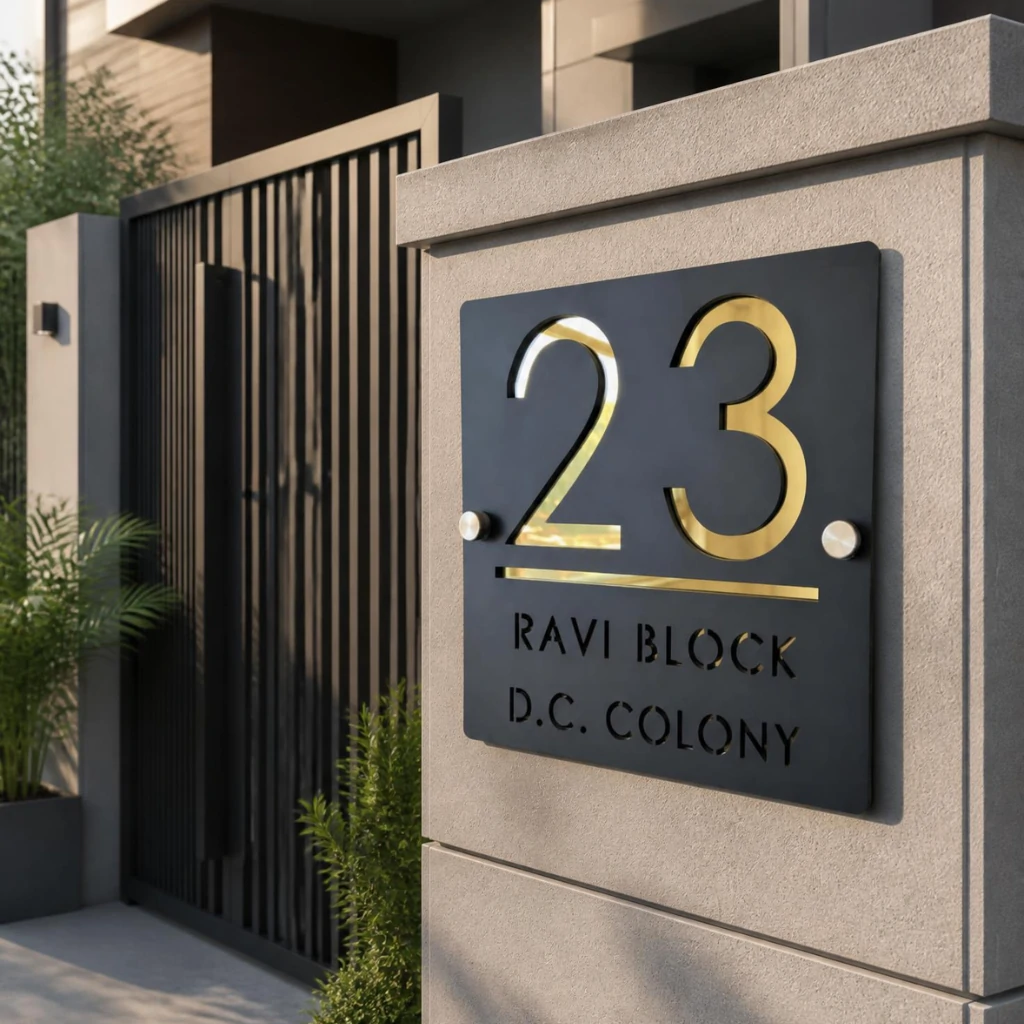 Square - 12 x 12 - Gold - House Nameplate PAKDM
