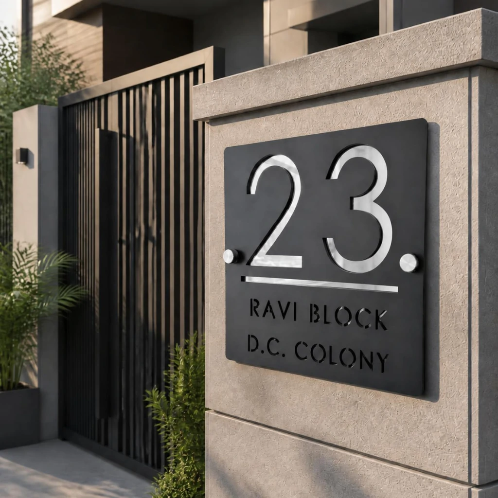 Square - 12 x 12 - Silver - House Nameplate PAKDM