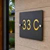 Square - 8 x 8 - Gold - House Number Plate PAKDM