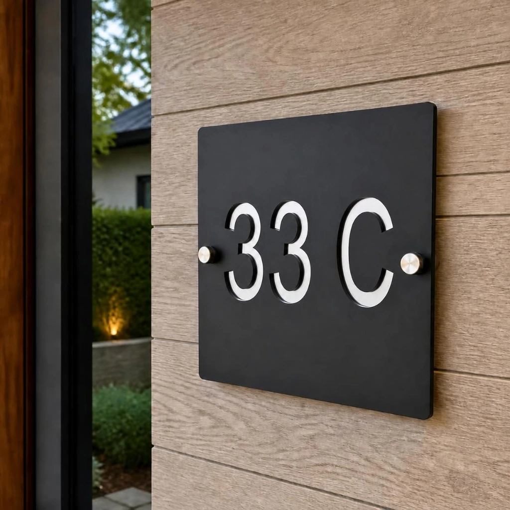 Square - 8 x 8 - Silver - House Number Plate PAKDM